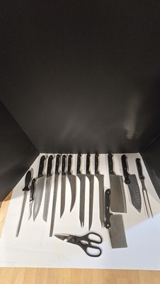Ronco Showtime Six Star + Knife Set Lot 18pc Cleavers Rocker Fork Shears Steel