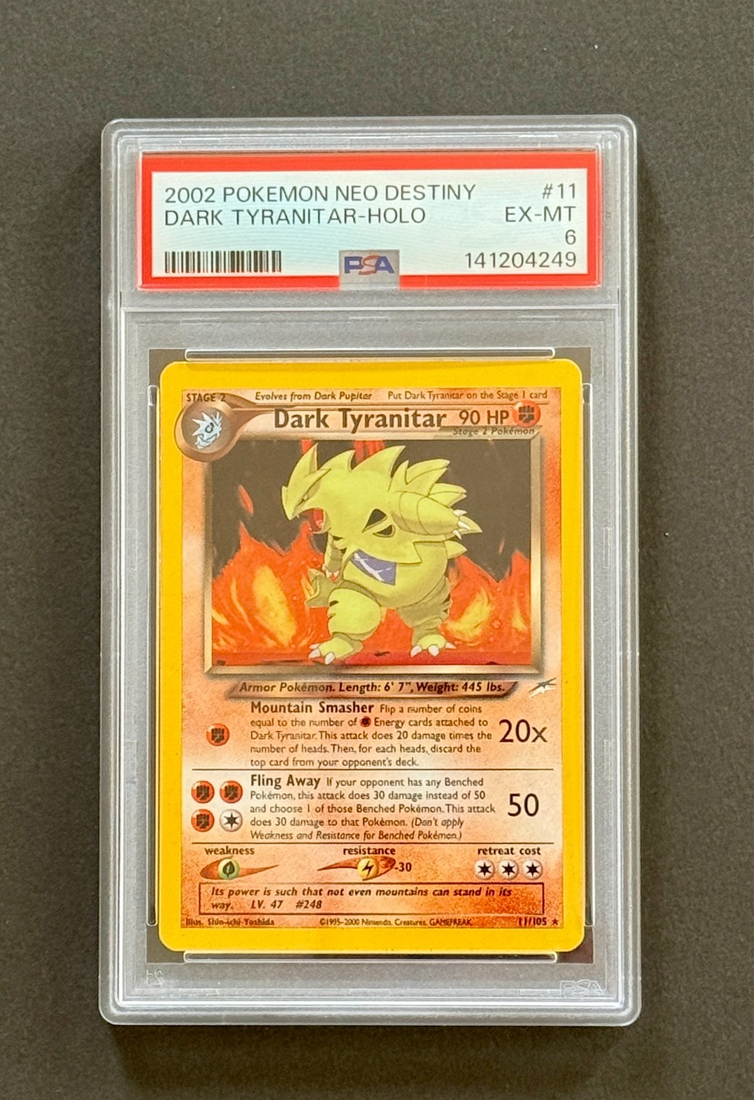 2002 Pokemon Neo Destiny #11 Dark Tyranitar Holo PSA 6 Fresh Grade