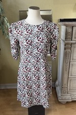 A Loves A Floral Mini Dress Size S White Red Vintage Style 3/4 Sleeves