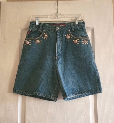 No Excuses Femme Fatale Animal Print Buttons Unique Jean Shorts Size 9/ 10