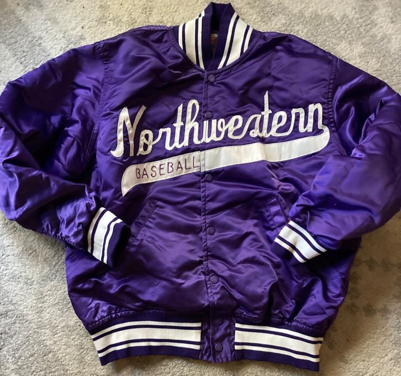 RARE Authentic TEAM ISSUED Satin Baseball Jacket - NORTHWESTERN UNIVERSITY (44L)