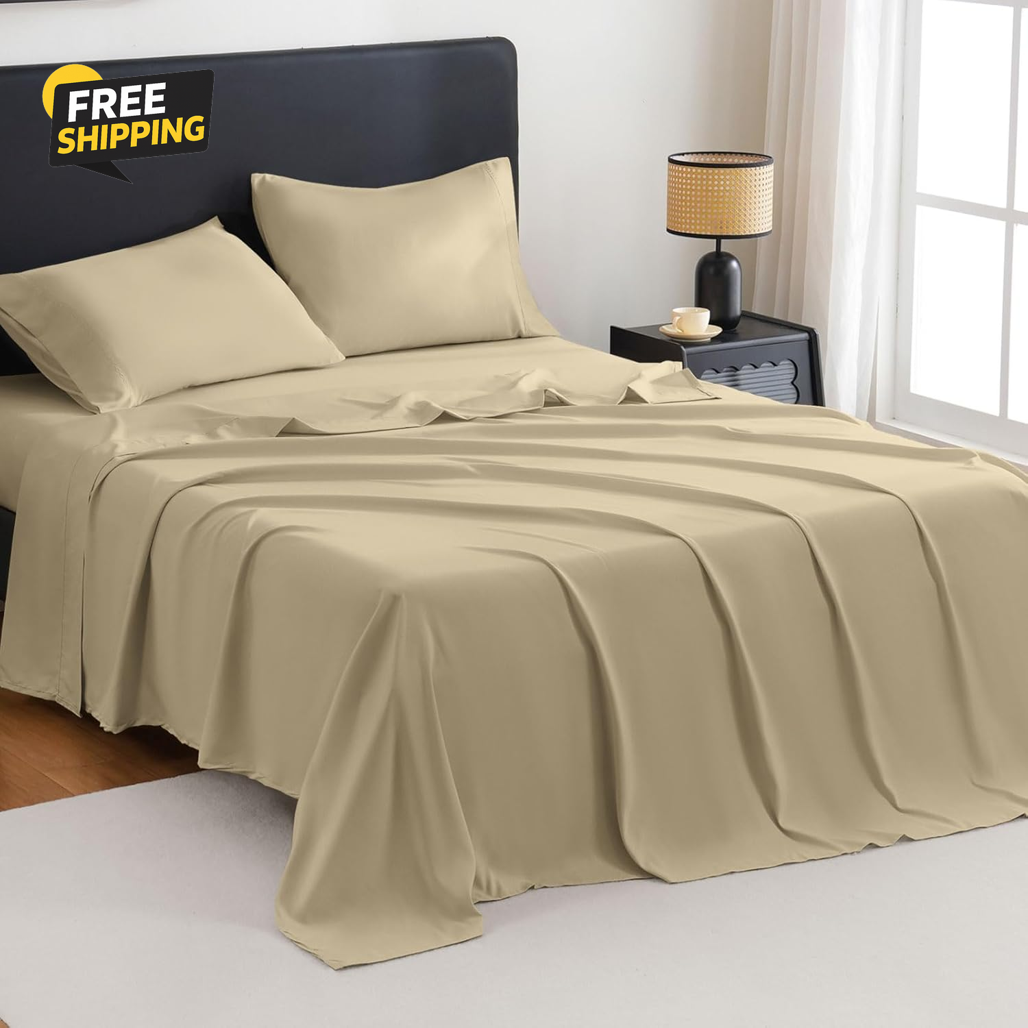 Breathable Bamboo Rayon Bed Sheets Set - Soft & Cooling-image