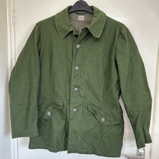Swedish Army Jacket Size Medium Green Military Chore Pockets C44 Norsel 1974