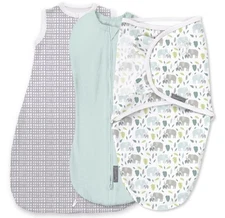 SwaddleMe by Ingenuity Comfort Pack Baby Swaddle Set, 0-3 Months, 3pk, Elephant