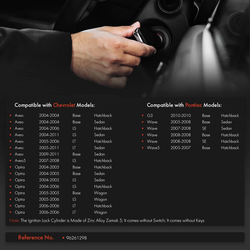 Новый цилиндр замка зажигания Zamak 5 для Chevy Aveo Aveo5 Optra Pontiac G3 Wave - Изображение 2 из 4