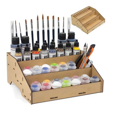 Engineered Wood Paint Organizer: Anti-Clutter Rack for Miniatures & Brushes