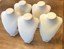 5 Piece Lot of Beige Velvet Necklace Display Stand Jewelry Bust Pendant Holder