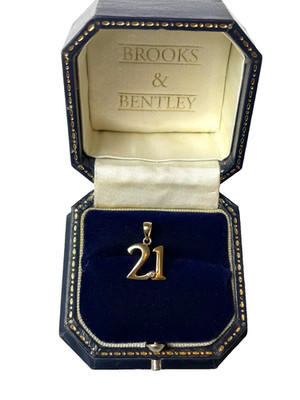 Diamant Anhänger 9kt Gold Zahl ''21'' Charmanhänger 21 Goldanhänger Charm