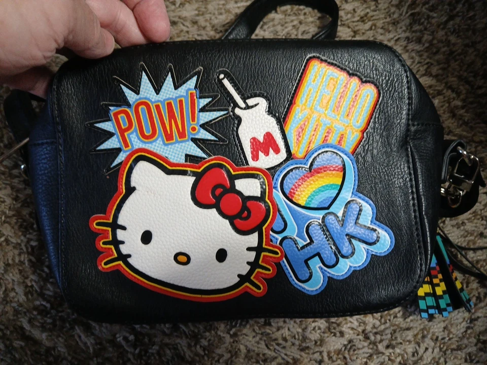 RARE Hello Kitty Loungefly Crossbody Rainbow Patches Bag Purse OG Heart Logo NWT - Image 4 of 4
