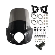 FATECIM Motorcycle 5.75" Headlight Fairing with 15" Smoke Windshield Windscre...