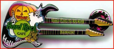 Hard Rock Cafe BANGKOK 2001 HALLOWEEN PIN Ghosts & Pumpkin DN