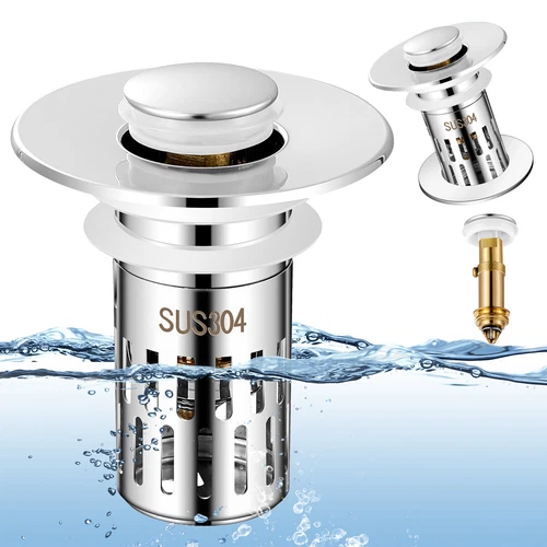 Universal Bathroom Sink Stopper Drain Strainer Pop Up Drain Stopper Stainless - Picture 13 of 20