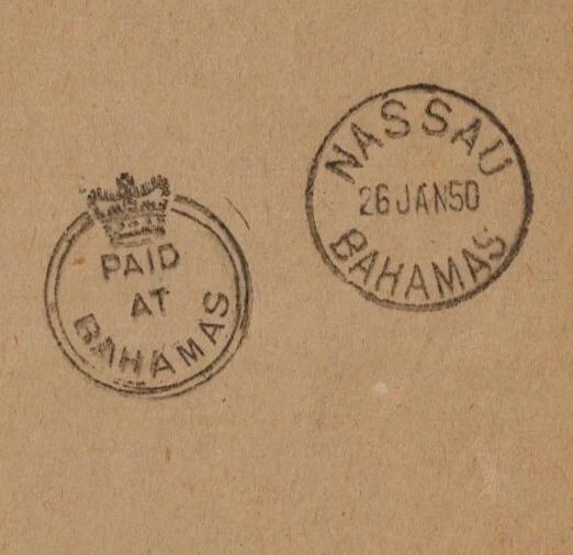 Bahamas 1950 OHMS Cover w/CROWN CIRCLE in Black & DEVELOPMENT BOARD OVAL - Image 2 of 3
