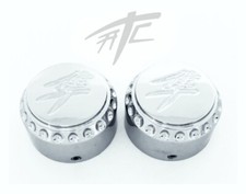 HAYABUSA CHROME KANJI DIAMOND CUT FORK CAPS FOR 2016 SUZUKI HAYABUSA