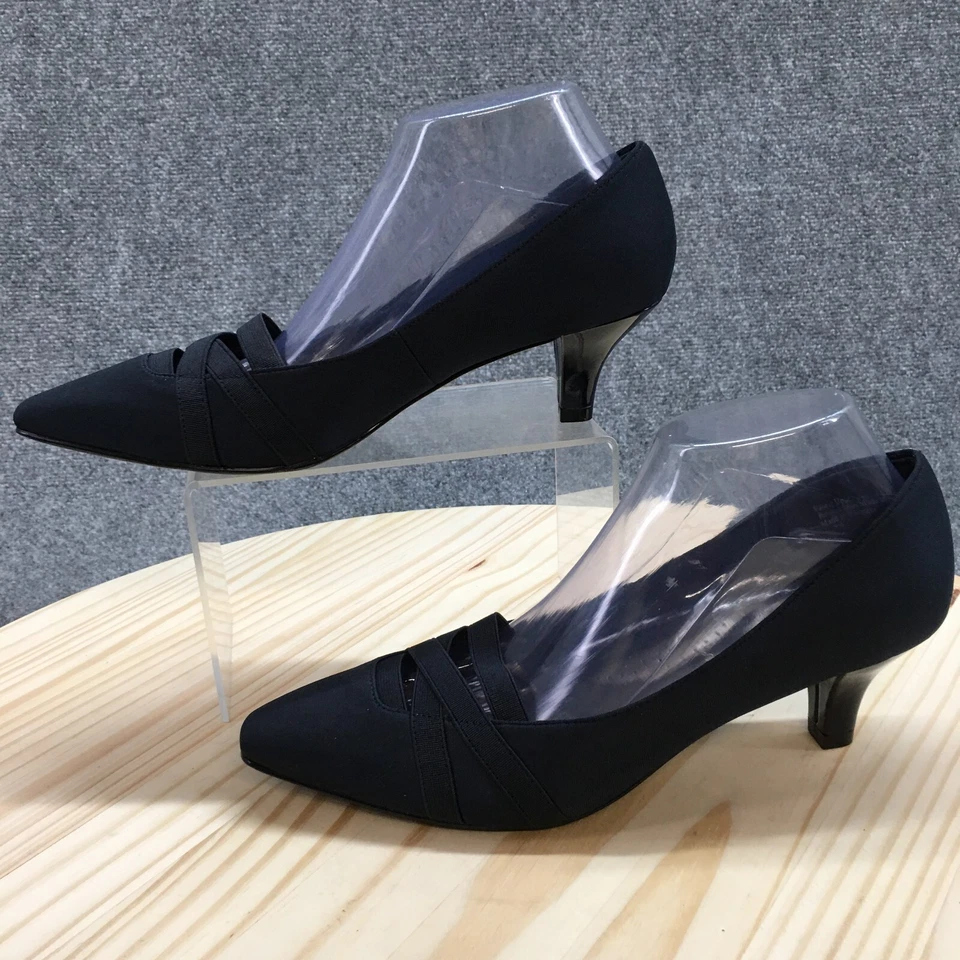 Zapatos de salón Abella para mujer 9,5 informales sin cordones punta gatito tela azul Foto 2 de 4