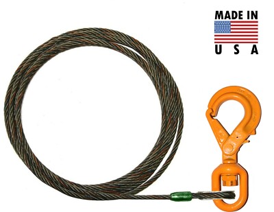 1/2'' X 55' Fiber Core Winch Line Cable Swivel Self Locking Hook Positive Latch