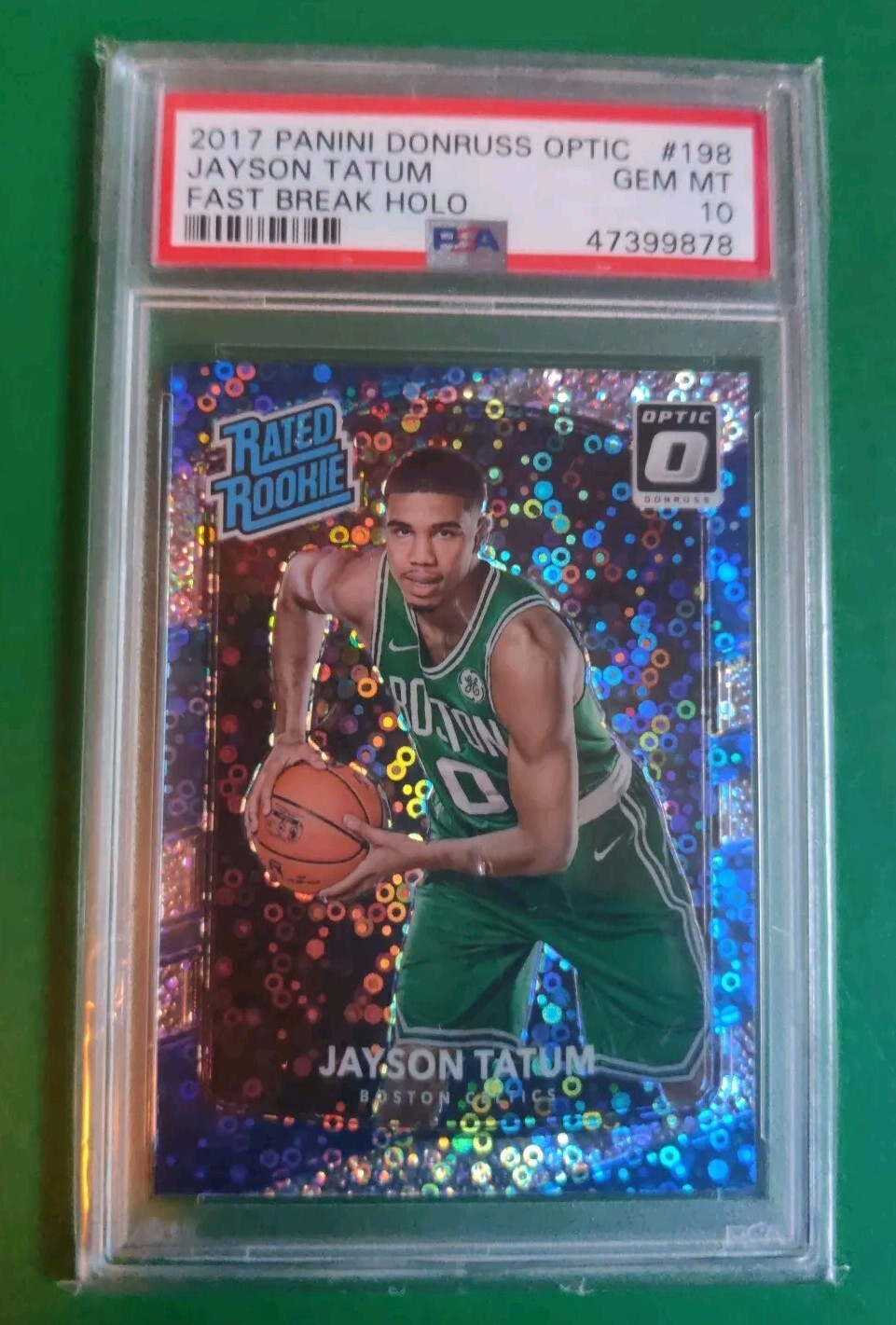 2017 Panini Donruss Optic Jayson Tatum Fast Break Rated Rookie PSA 10 (#198)