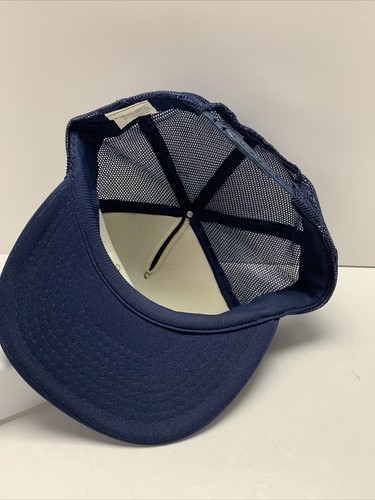 Vintage Hughes Supply, Inc. Trucker Snapback Navy Blue Adjustable Mesh Hat - Picture 5 of 7