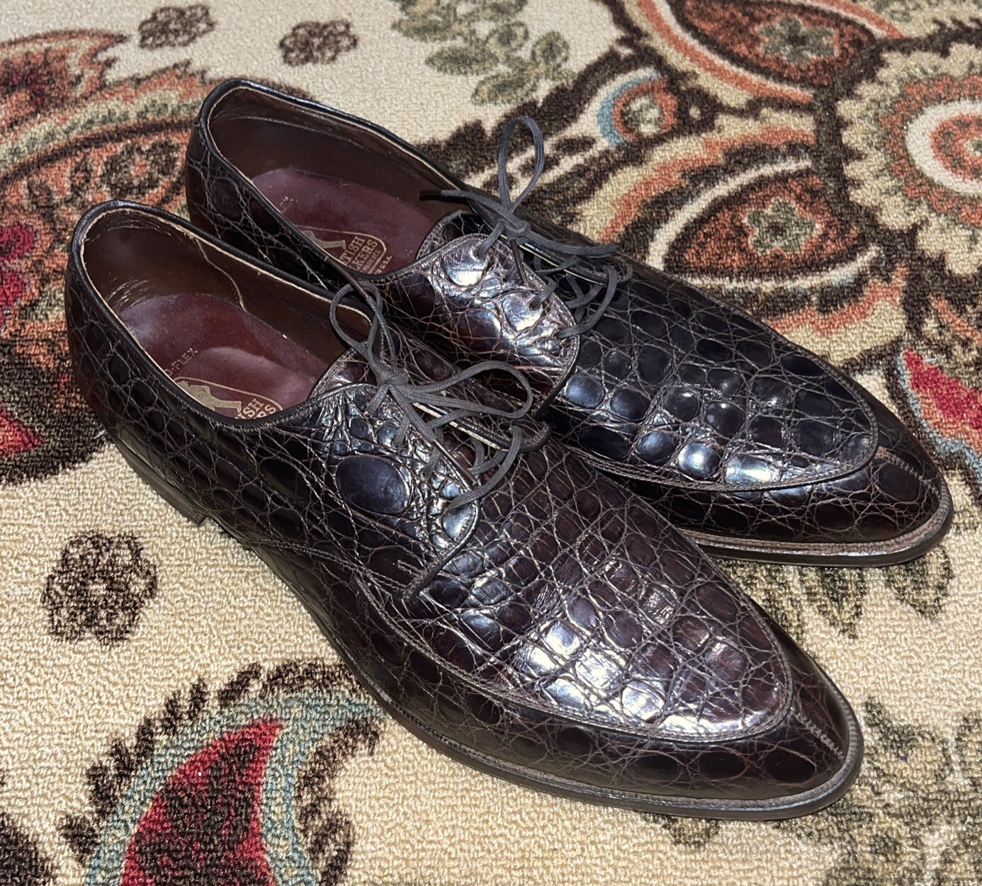Mens Vintage British Walker Alligator Split Toe Norweger Shoes Brown Sz ...