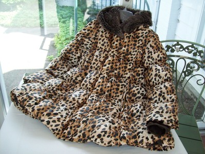 lands end leopard coat