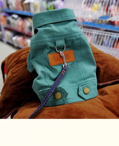 Spring Summer Denim Dog Coat Jacket with D Leash Ring for Small to Medium Dog... - Picture 12 of 16