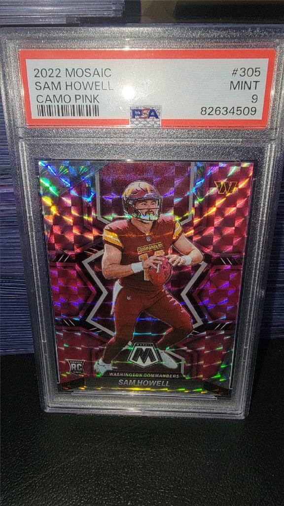 2022 Panini Mosaic Sam Howell Pink Camo Rookie #305 PSA 9 Washington Commanders