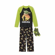 Star Wars Yoda The Child Mandalorian Polyester Pajama Set with Socks 6-6x 