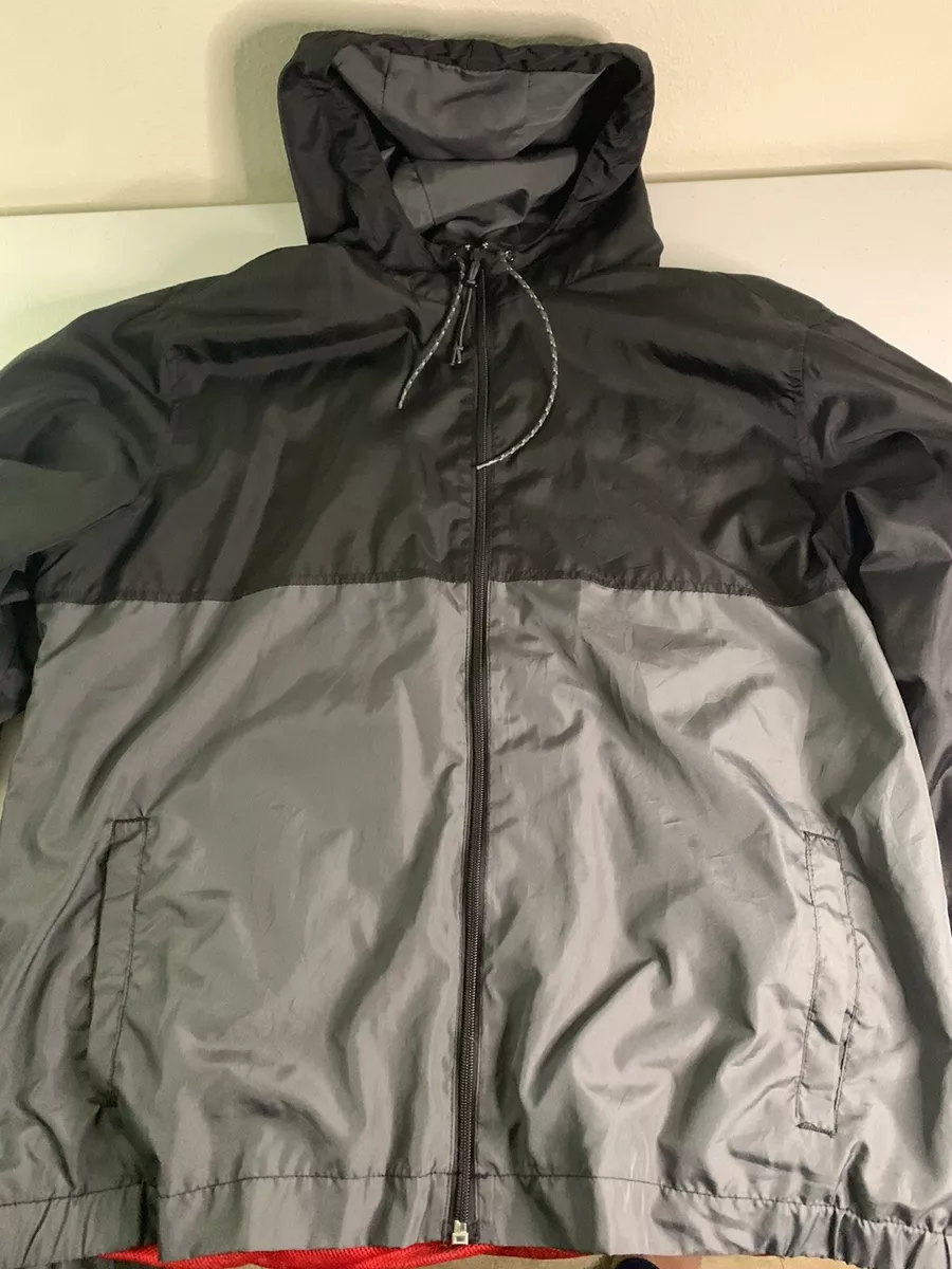 Mossimo Supply Co. Men s Black Gray Water Resistant Hooded Rain Jacket XL