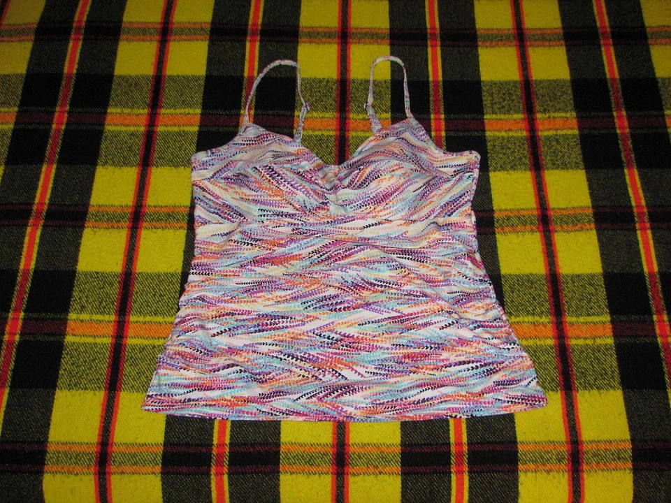 Roupa de banho Croft & Barrow Tankini tamanho 18 rosa sem aro praia verão - Imagem 3 de 4