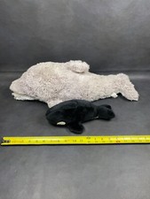 Vintage 1986 Sea World Orca Killer Whale Plush & Busch Gardens Dolphin