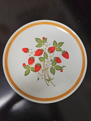 Vintage Stoneware Collection Strawberries and Cream Plate 1pc made in Japan