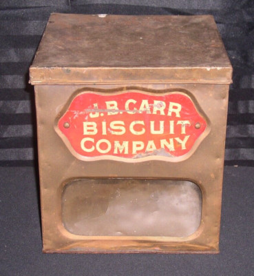J.B. Carr Biscuit Company~Antique Store Counter Metal Display Box~ 11.5'' x 10.5''