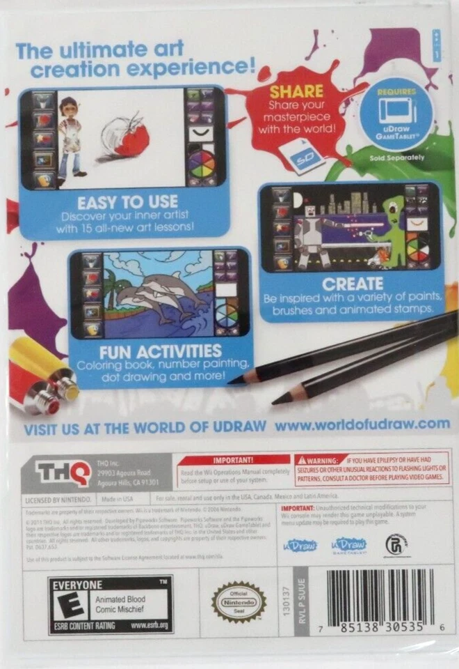 U Draw Studio: Instant Artist (Nintendo Wii, 2011) New Sealed Game - Image 2 of 2