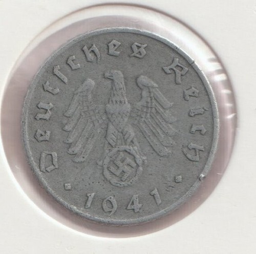 Rare WWII German Pfennig War 1941-F WW2 Germany 5 Reichspfennig Collection Coin