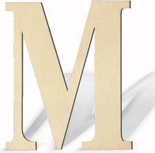 17 Inch Unfinished Wood Letter for Wall Decor, Paintable Thick Wooden Letter ...