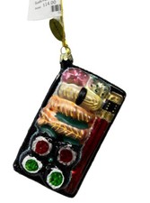Sushi Platter Glass Ornament  Glitter  Blown Glass Foil 114-4414