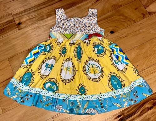 MATILDA JANE PLATINUM YELLOW PATTERNED DRESS SIZE 4T EXCELLENT COND DD RARE