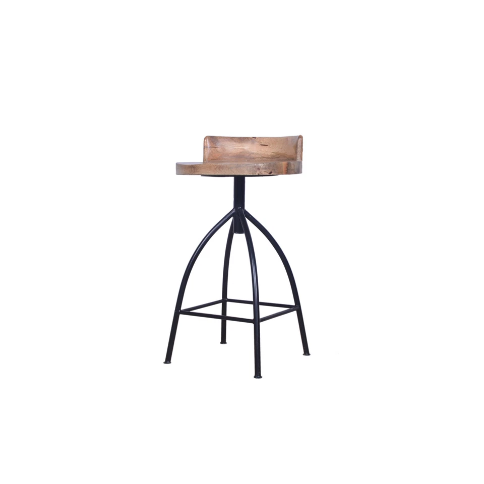 The Urban Port Industrial Style Adjustable Swivel Counter Height Stool With Back - Image 2 of 4