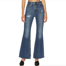 Levi  s  70s High Flare Jeans Blue Distressed Size 26 X 32 NWT Irregular