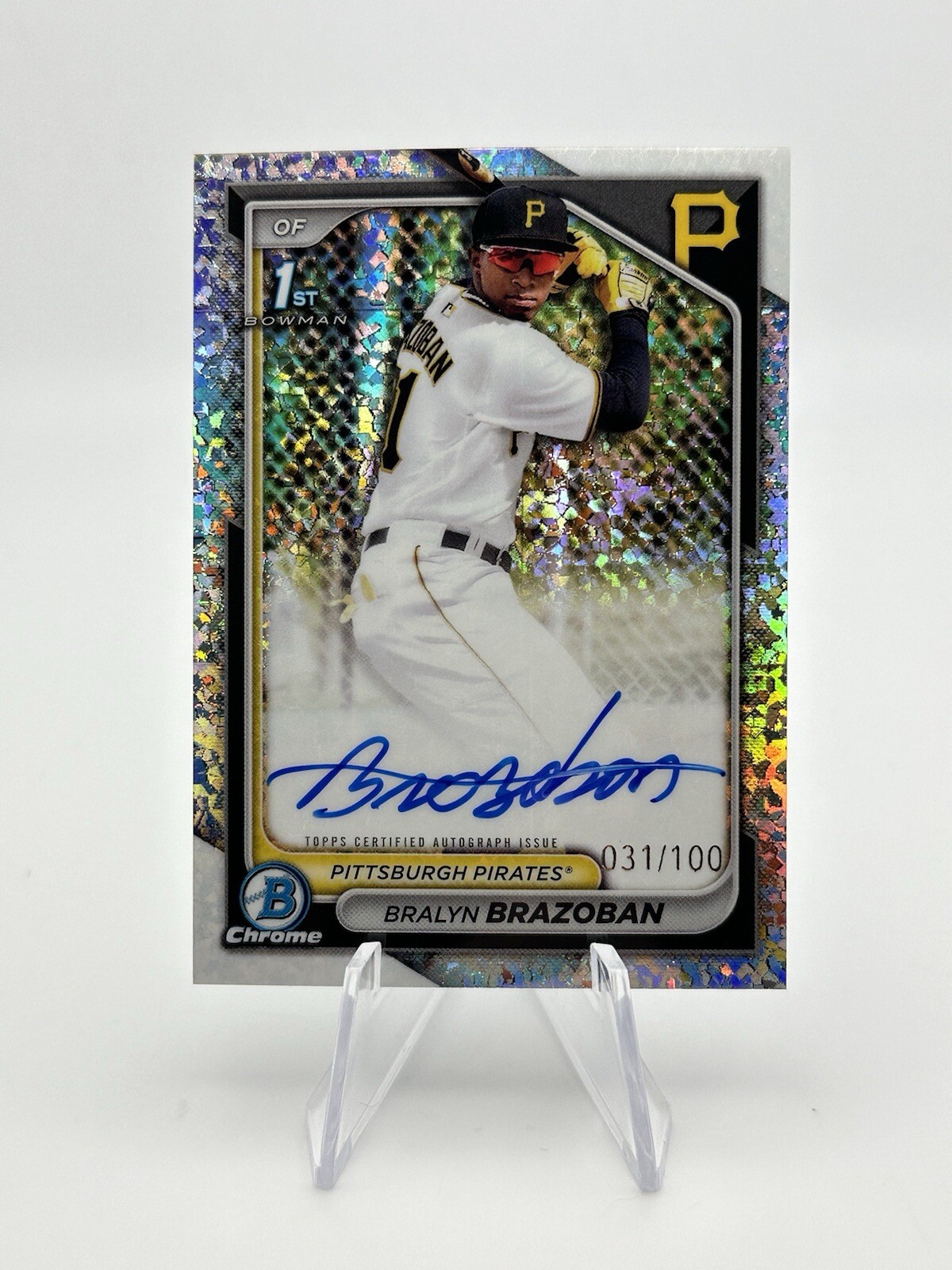 2024 Bralyn Brazoban Bowman Chrome 1st Mini Diamond Refractor Auto /100 Pirates