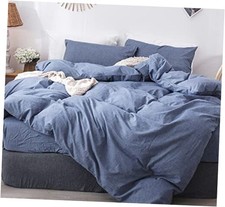 Bedding Duvet Cover Set 100 Queen 90"x90" Heathered Blue No Comforter 