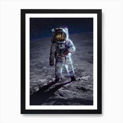 Apollo 11 Weltraum Astronaut Kunstdruck gerahmt Wandbild Poster Leinwanddruck Bild