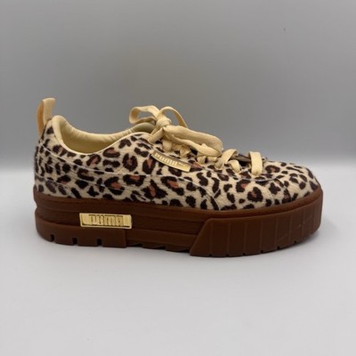 PUMA Mayze Women s Leopard Print Platform Low Top Lace-Up Sneakers 382910-01
