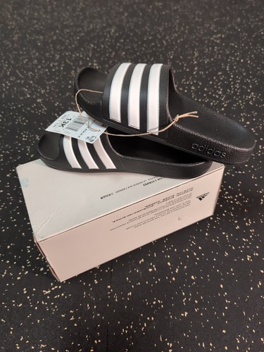 Adidas Adilette Aqua K Classic Slides Nero Bianco F35556 Unisex Giovane Taglia 12K - Foto 3 di 6