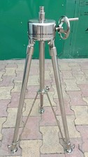 Vintage Steel Tripod Floor Stand, Adjustable Legs Industrial Decor Rotate Handle