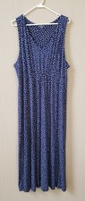 COLDWATER CREEK Women's Gathered Waist Maxi Dress Navy white Polka dot size 1X