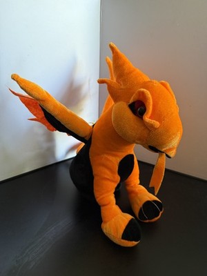 Cedar Point GateKeeper Dragon Plush 18  Orange Black Stuffed Animal No Tag EUC