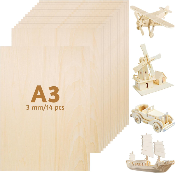 Sperrholzplatten 3Mm A3 Bastelholz FüR Laserschneiden Malen Modellbau Quilten-image
