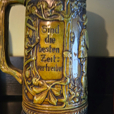 Gerz W. Germany German Beer Stein Relief Design ''Gutes Bier und junge Weiber''
