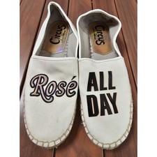 Sam Edelman Circus Rose All Day White Shimmer Espadrille Flats Shoes Women's 8